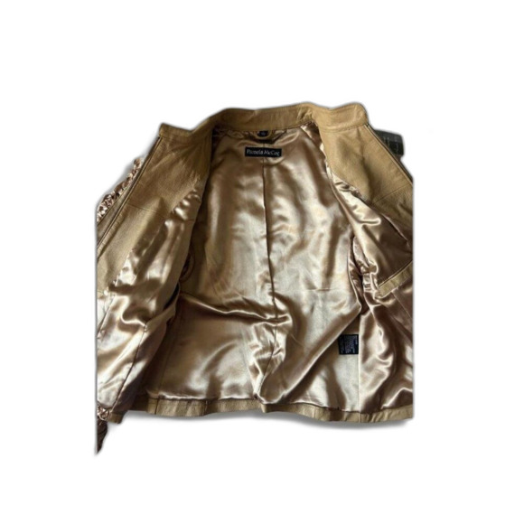 Pamela McCoy Genuine Leather Jacket – Rosette Ribbon Detail (NWT) Women M - Picture 4 of 6